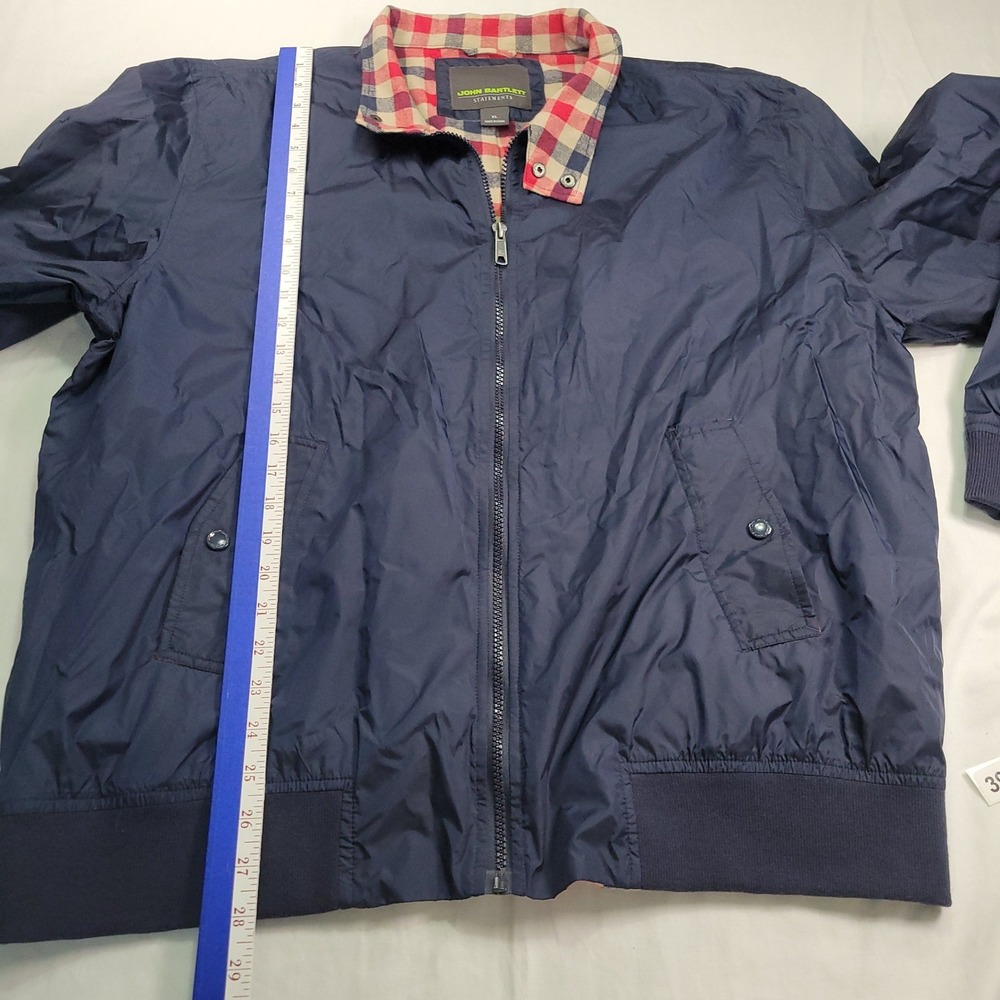 John Bartlett Statement Men XL Bomber Jacket Blue Plaid Flannel Lined Zip Casual - Picture 5 of 7